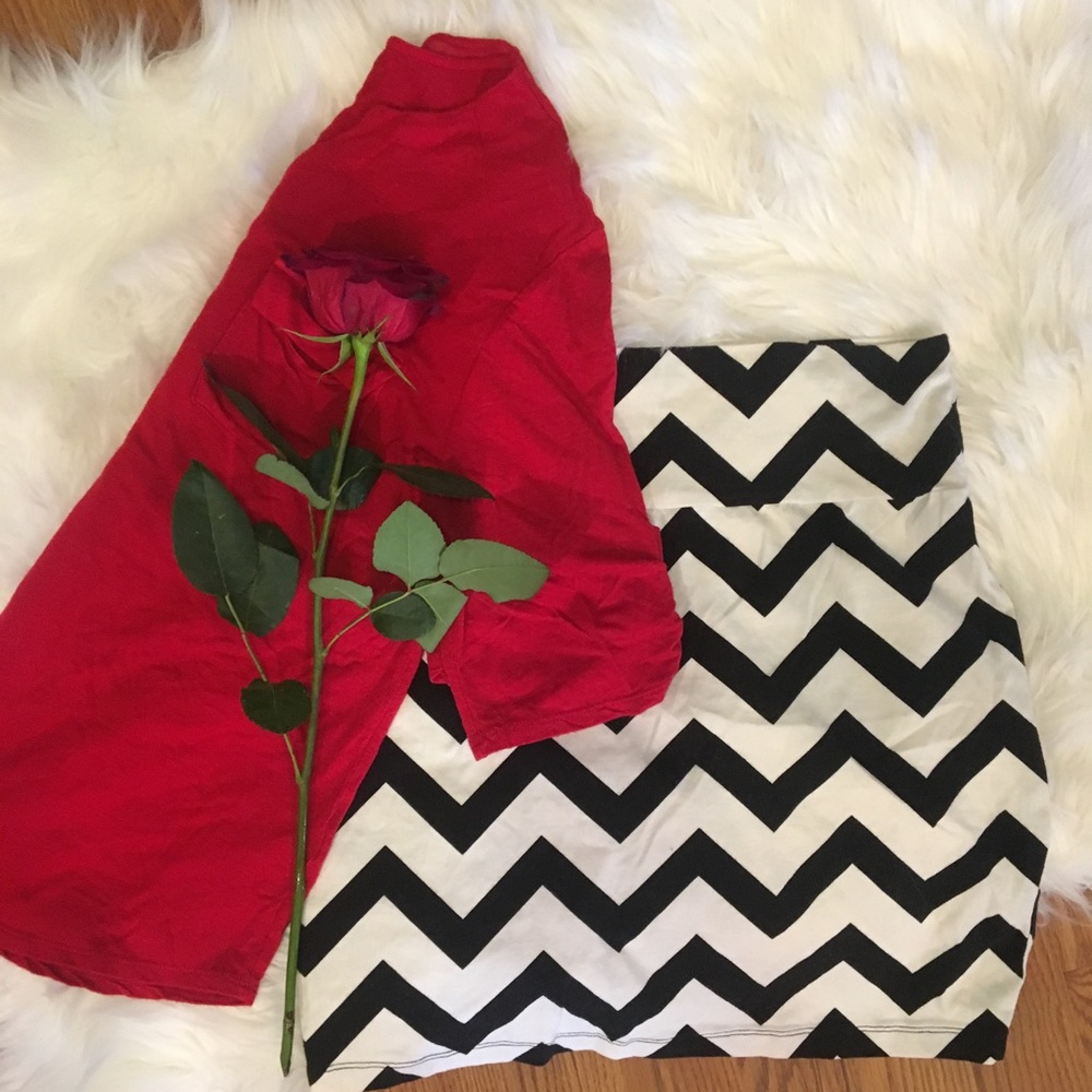 Black and white chevron skirt