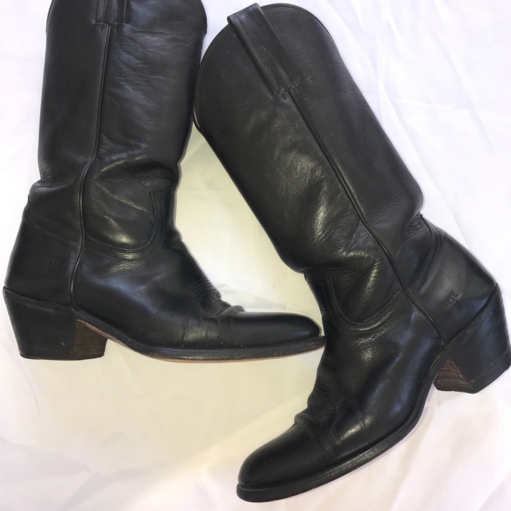 Men black leather Frye cowboy boots size 9.5 D