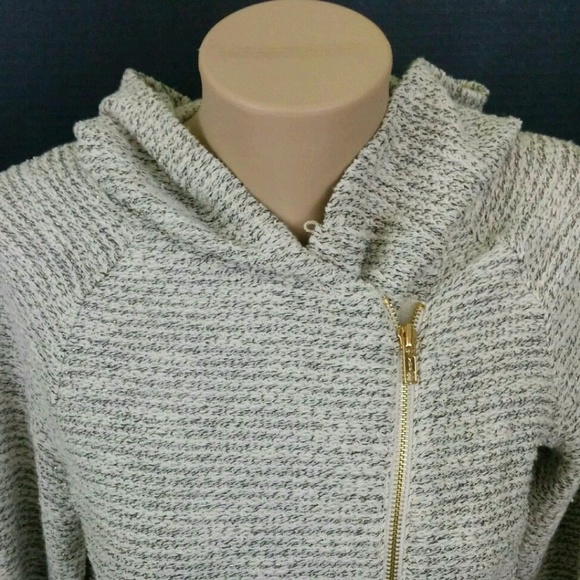 Sold INC Metallic Asymmetric Zipper Hooded Jacket - Picture 3 of 7