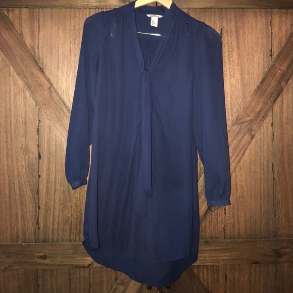 Silky Chiffon Navy Blue Tunic Dress - Picture 1 of 2