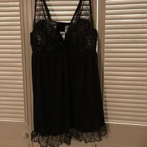 Black lace teddy with golf trim