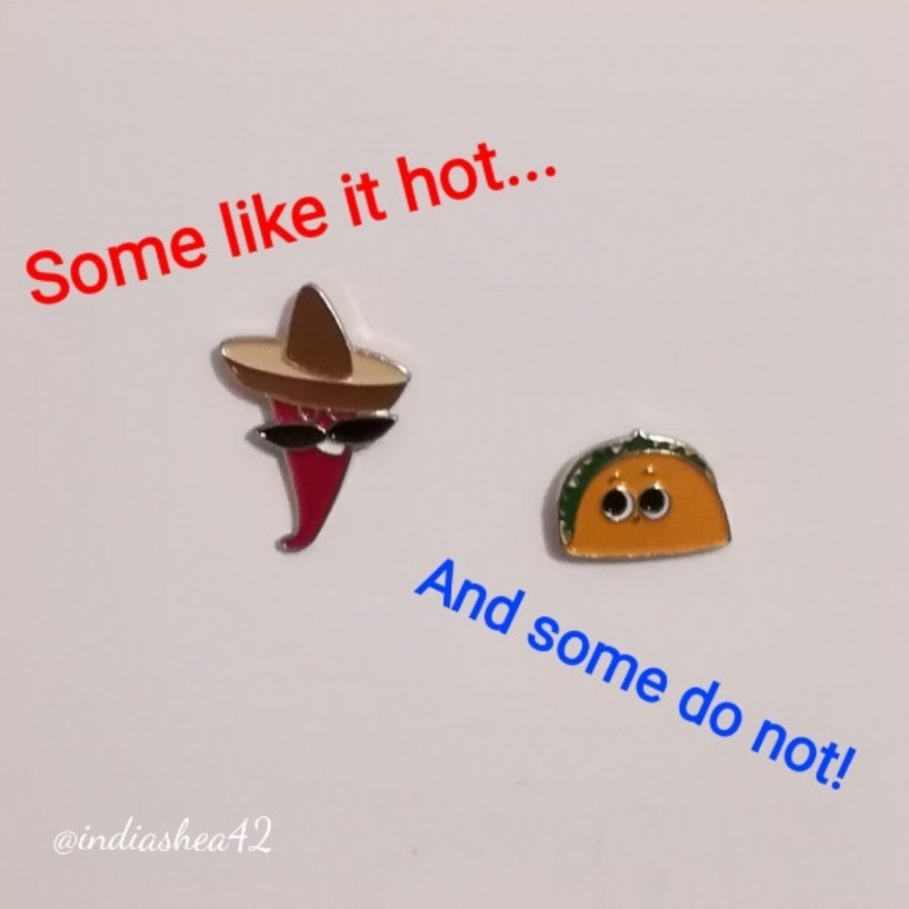 Chili Pepper & Taco Enamel Pin Set, New