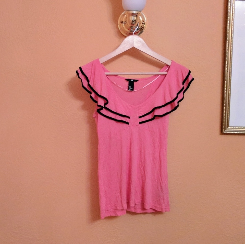 Cute pink ruffled blouse