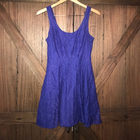 Blue Lace, Keyhole Back, Skater Dress - Picture 1 of 4