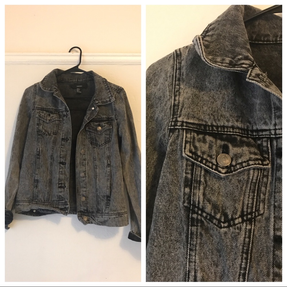 Acid wash black/grey denim jacket