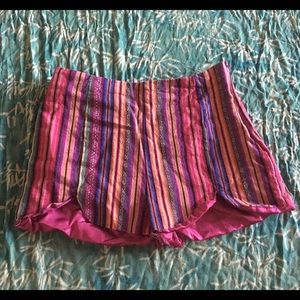Colorful Zip Up High Waist Festival Shorts Sz Sm
