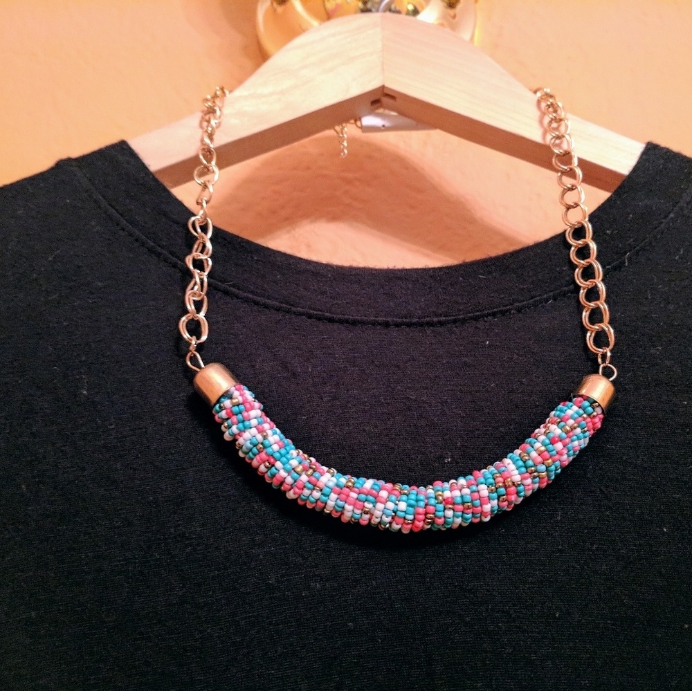 Beaded, bright statement necklace!