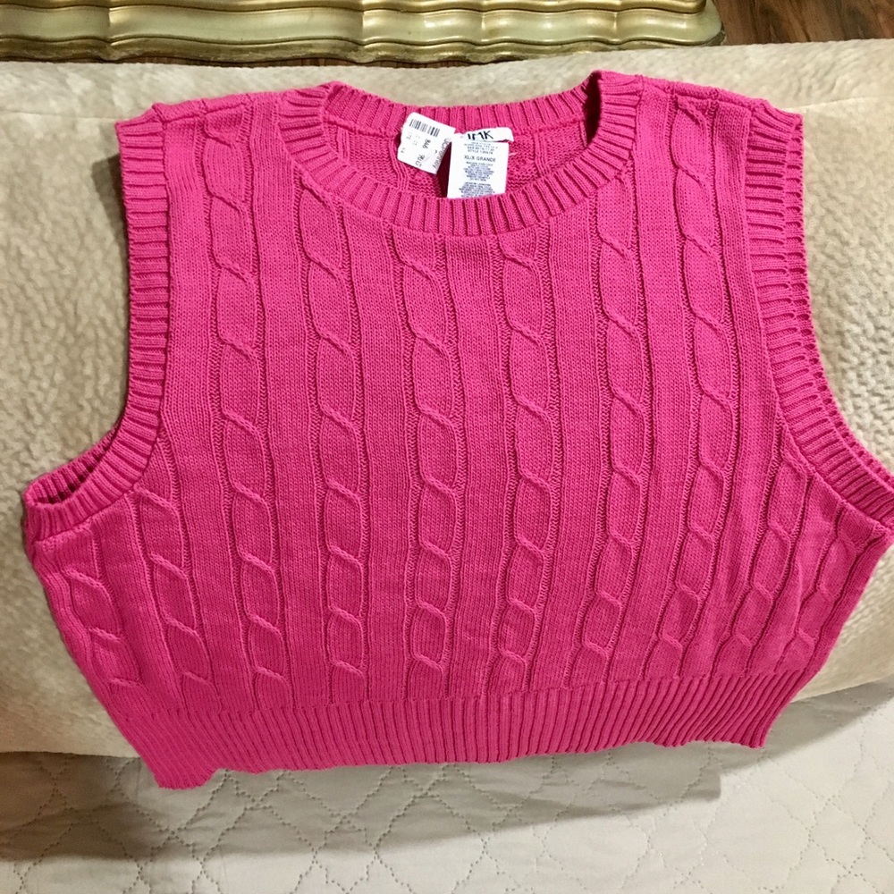 JMK New Fuchsia Cable Knit Vest XL