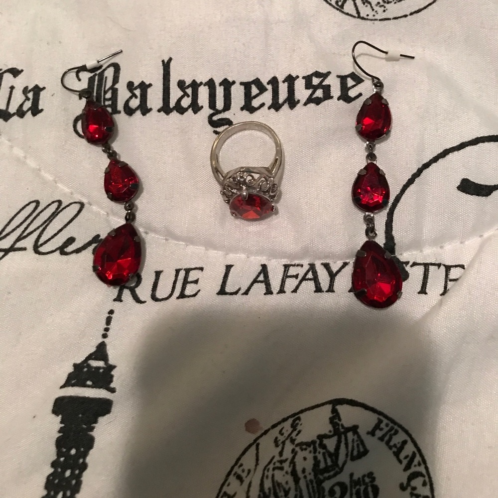 Beautiful ruby earring and ring set