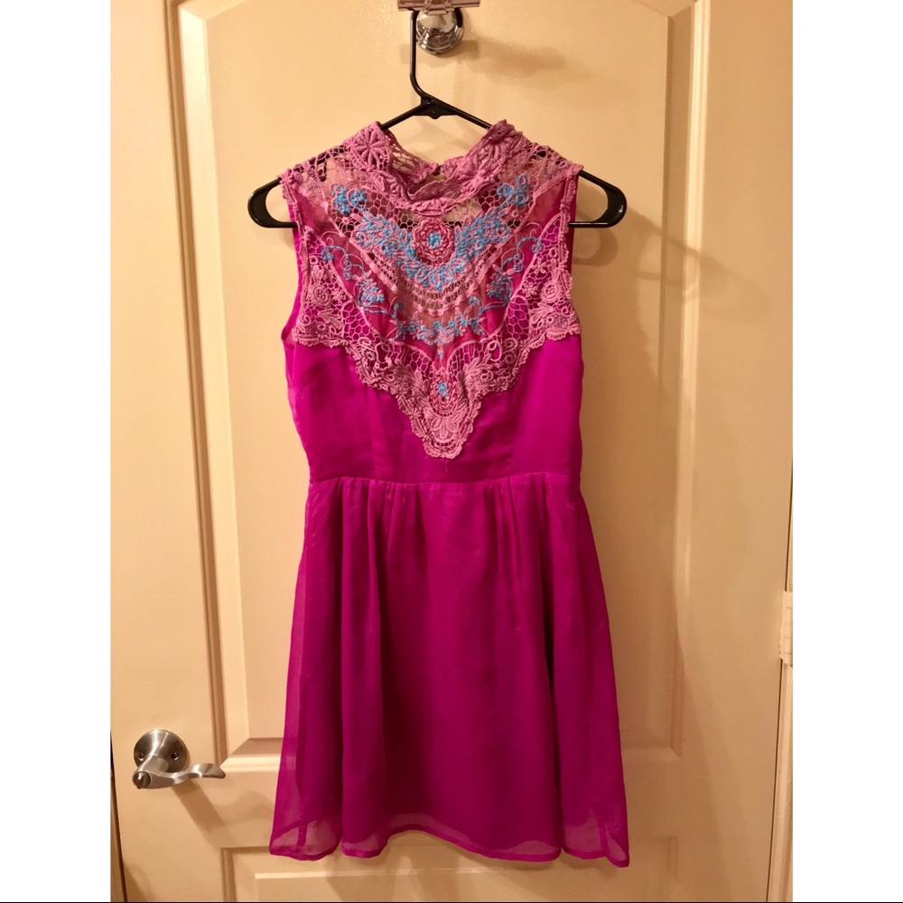 High neck crochet dress