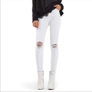 Topshop ripped Jamie white jeans