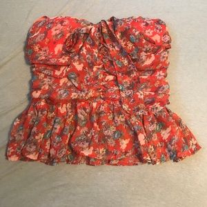 Strapless floral print top