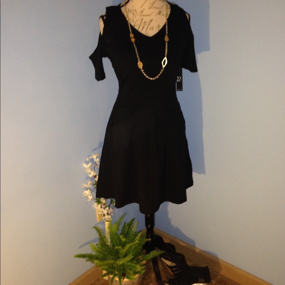 Cold shoulder fit & flare dress