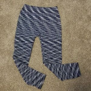 Fleece lined blue striped leggings
