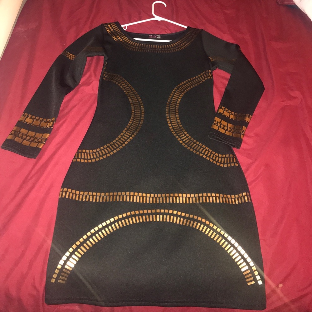 SEXY MINI BLACK/GOLD DRESS