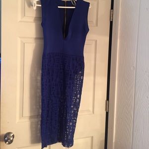 Deep v blue dress