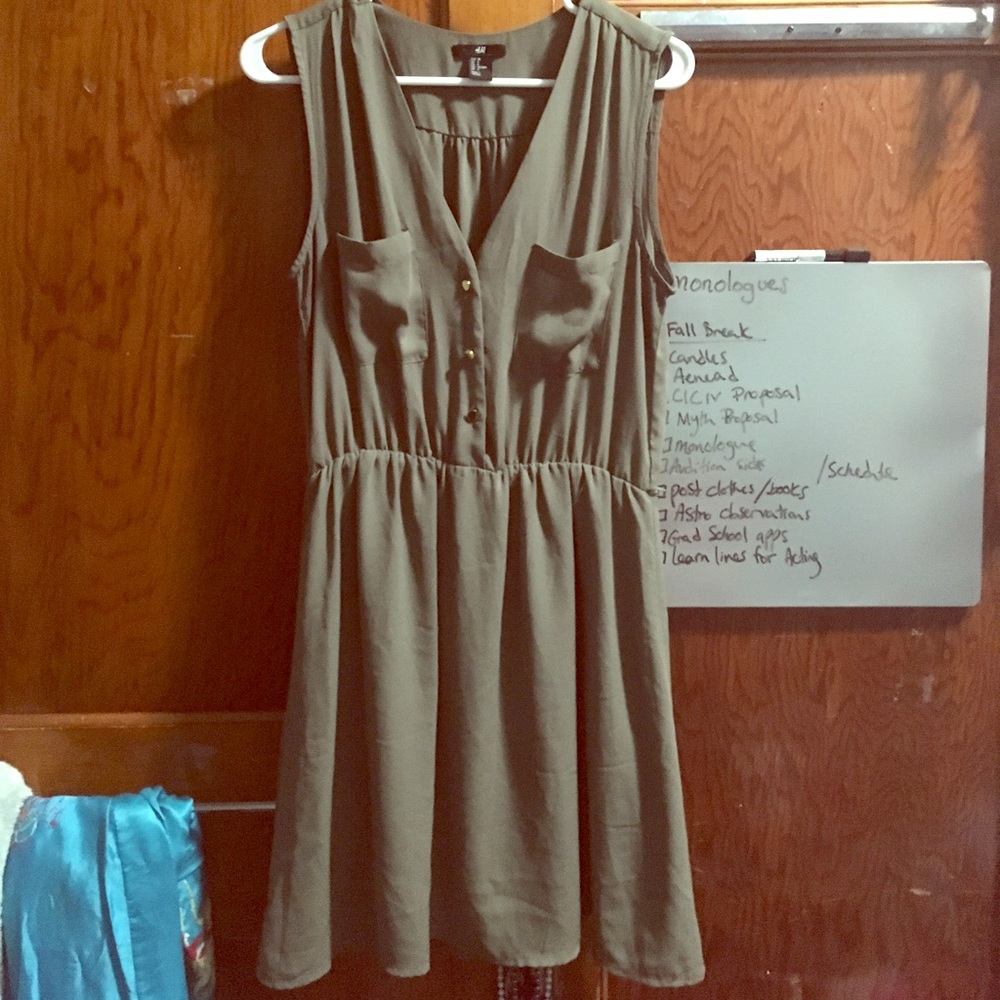 Olive green sleeveless dress