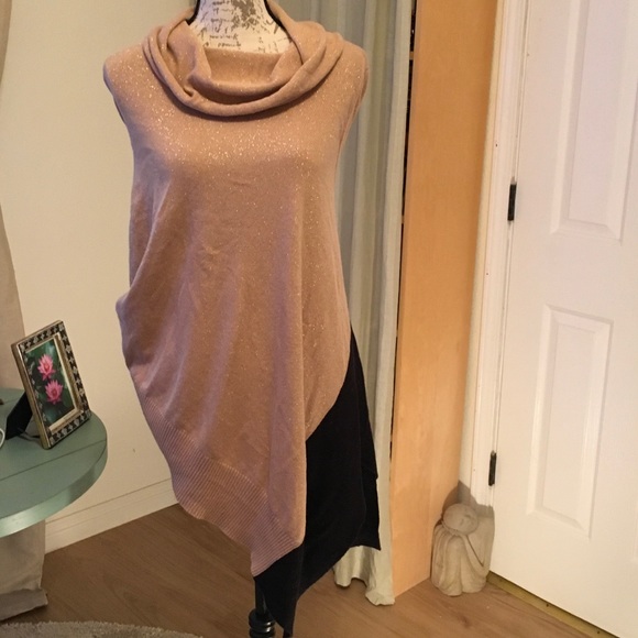 Alfani Sweaters - Alfani Asymmetrical Sweater Metallic Gold/ Blk