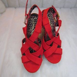 Jessica Simpson Red Orange Wedge