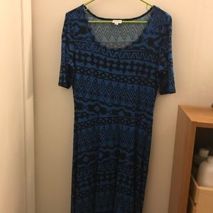 L LuLaRoe Ana - blue geometric Aztec pattern large