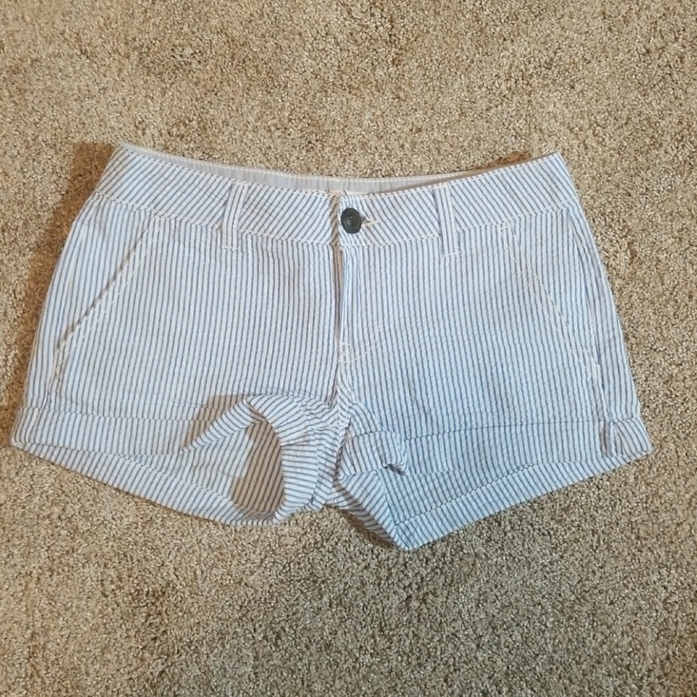 Blue and white striped shorts