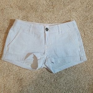 Blue and white striped shorts