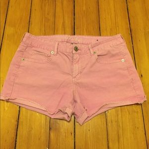 Frayed pink corduroy American Eagle shorts