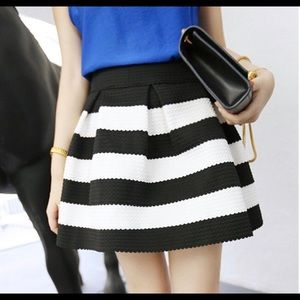 Black and white flared skirt