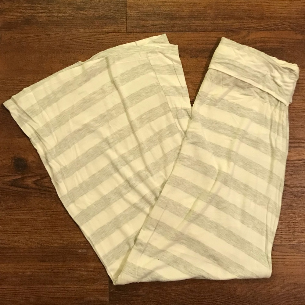 Maxi Skirt - Cream and Heathered Gray Striped