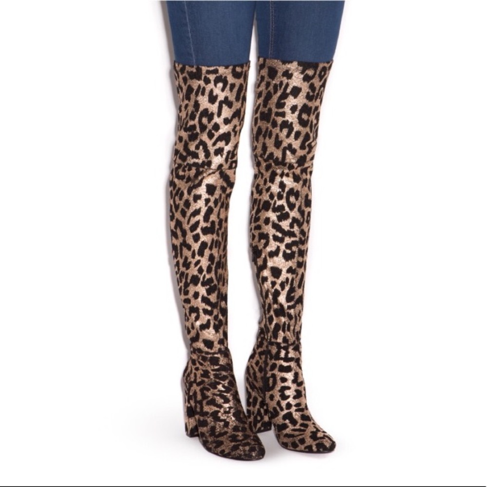 SOLD Over The Knee Heeled Leopard Print Boots