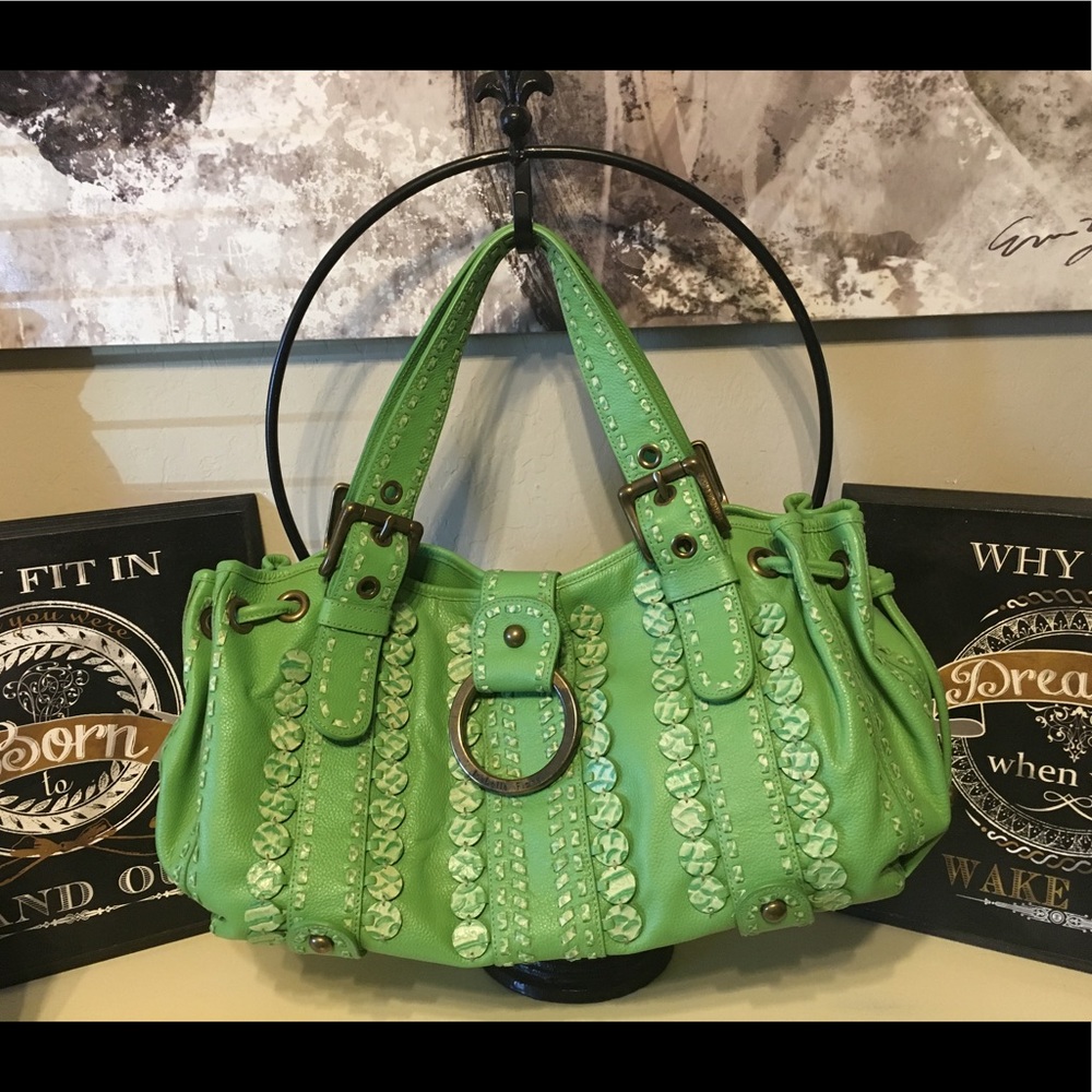Isabella Fiore Green Leather Bag