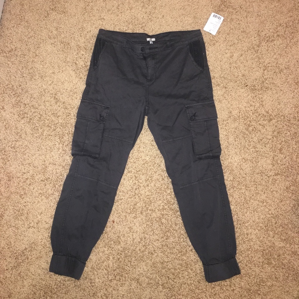 Black cargo pants, elastic ankle, Urban Outfitters