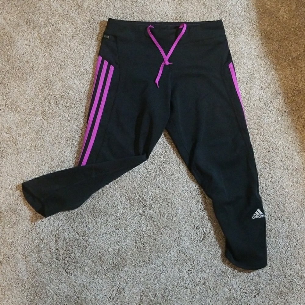 Purple stripe Adidas leggings
