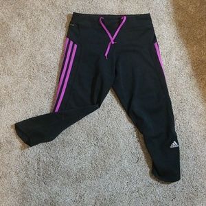 Purple stripe Adidas leggings
