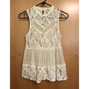 White lace Free People Tank top