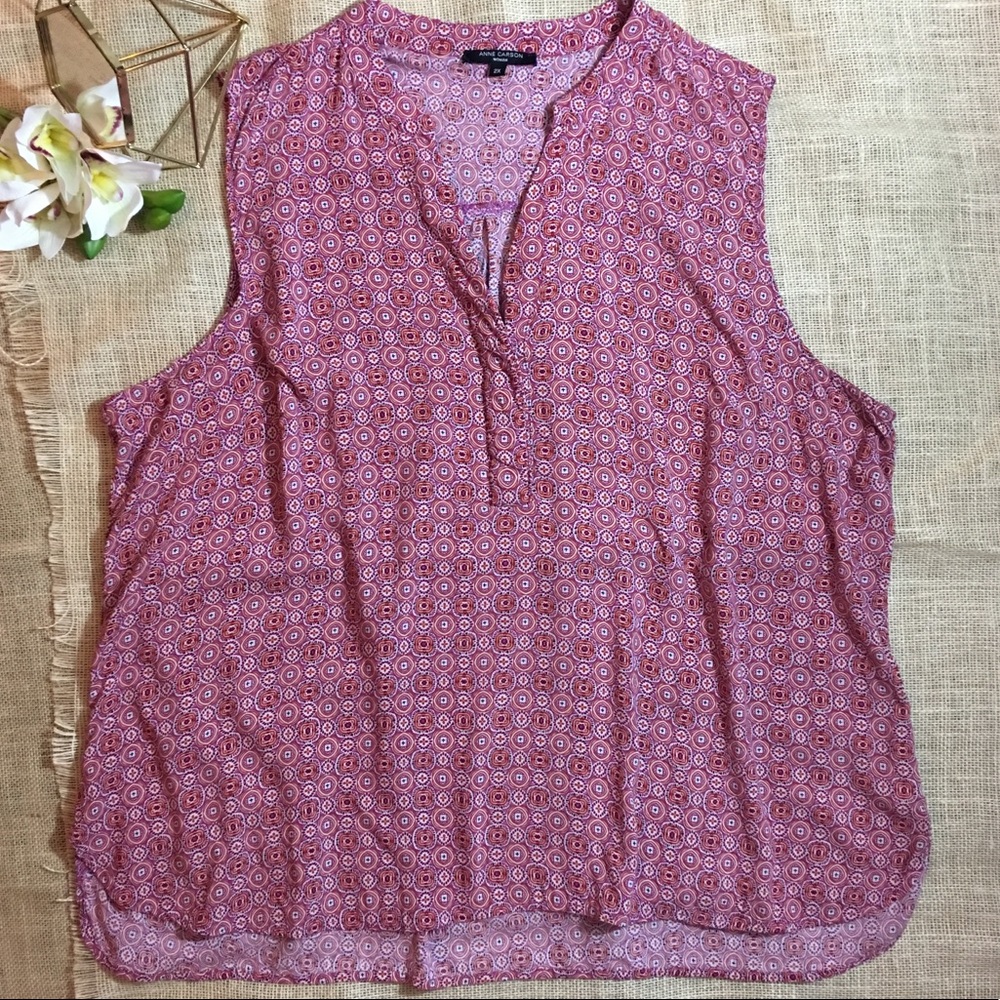 Anne Carson Top Tank Blouse Pink Orange Geometric