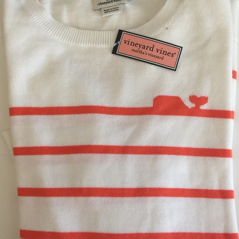 NWT Vineyard Vine White Sweater w/ Orange Stripes