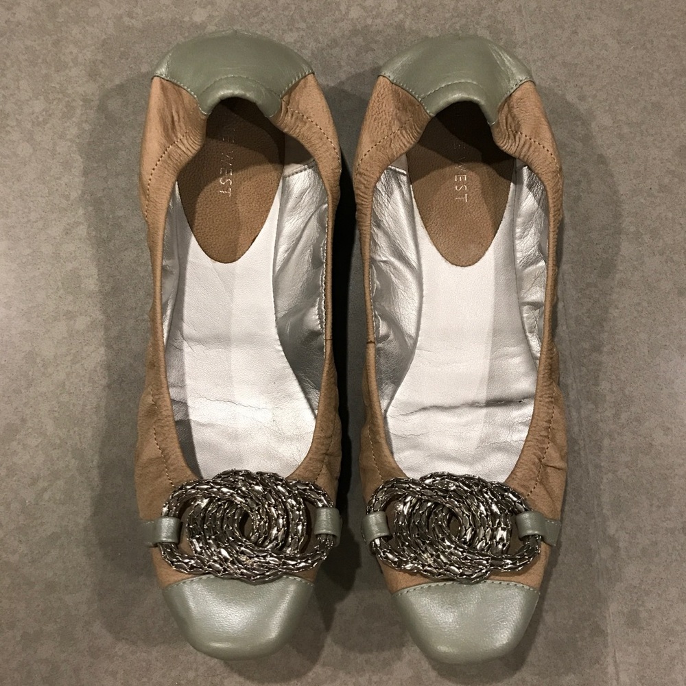 Nine West Tan and Grey Flats