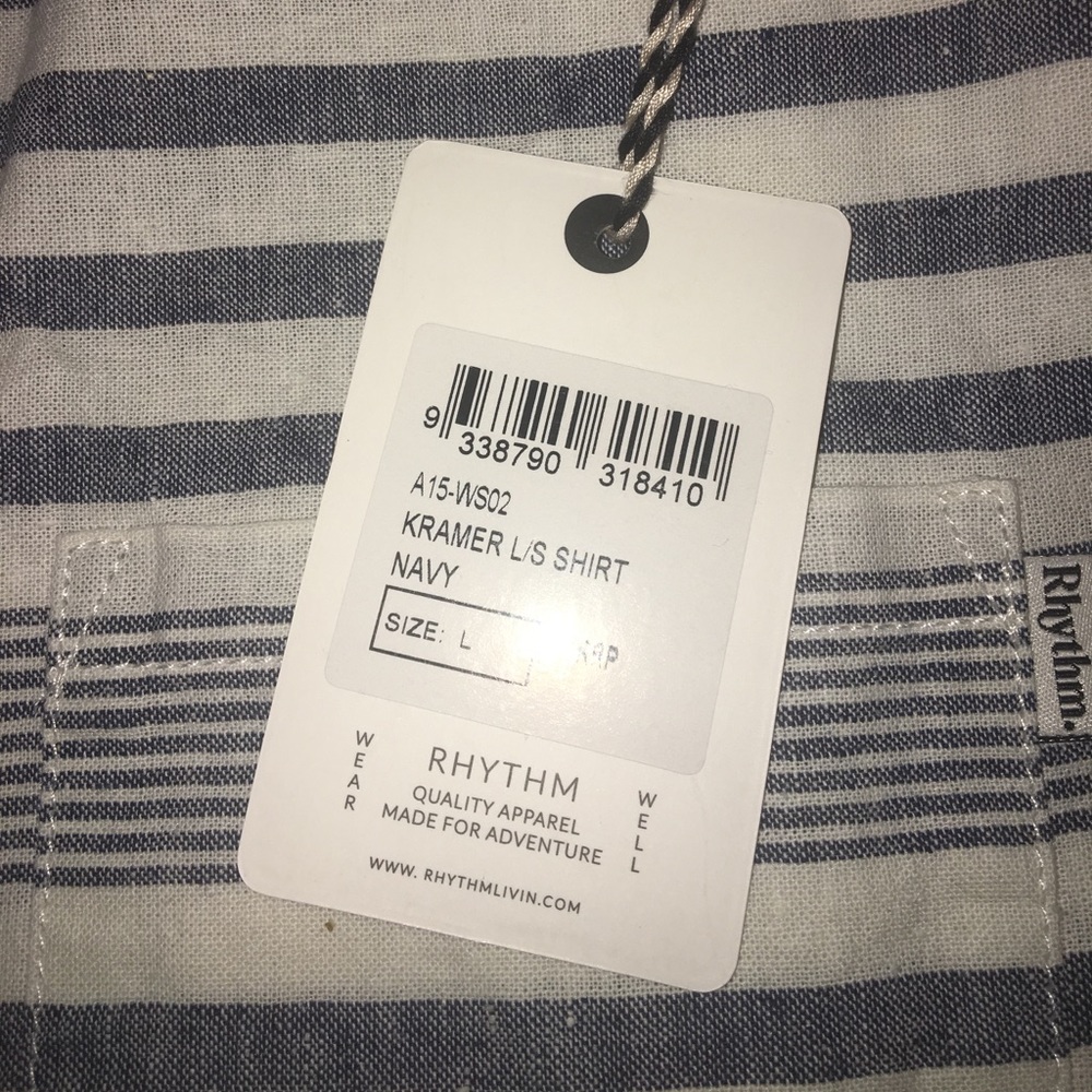 🆕Rhythm Men's Kramer Long Sleeve Shirt NWT - Picture 7 of 7
