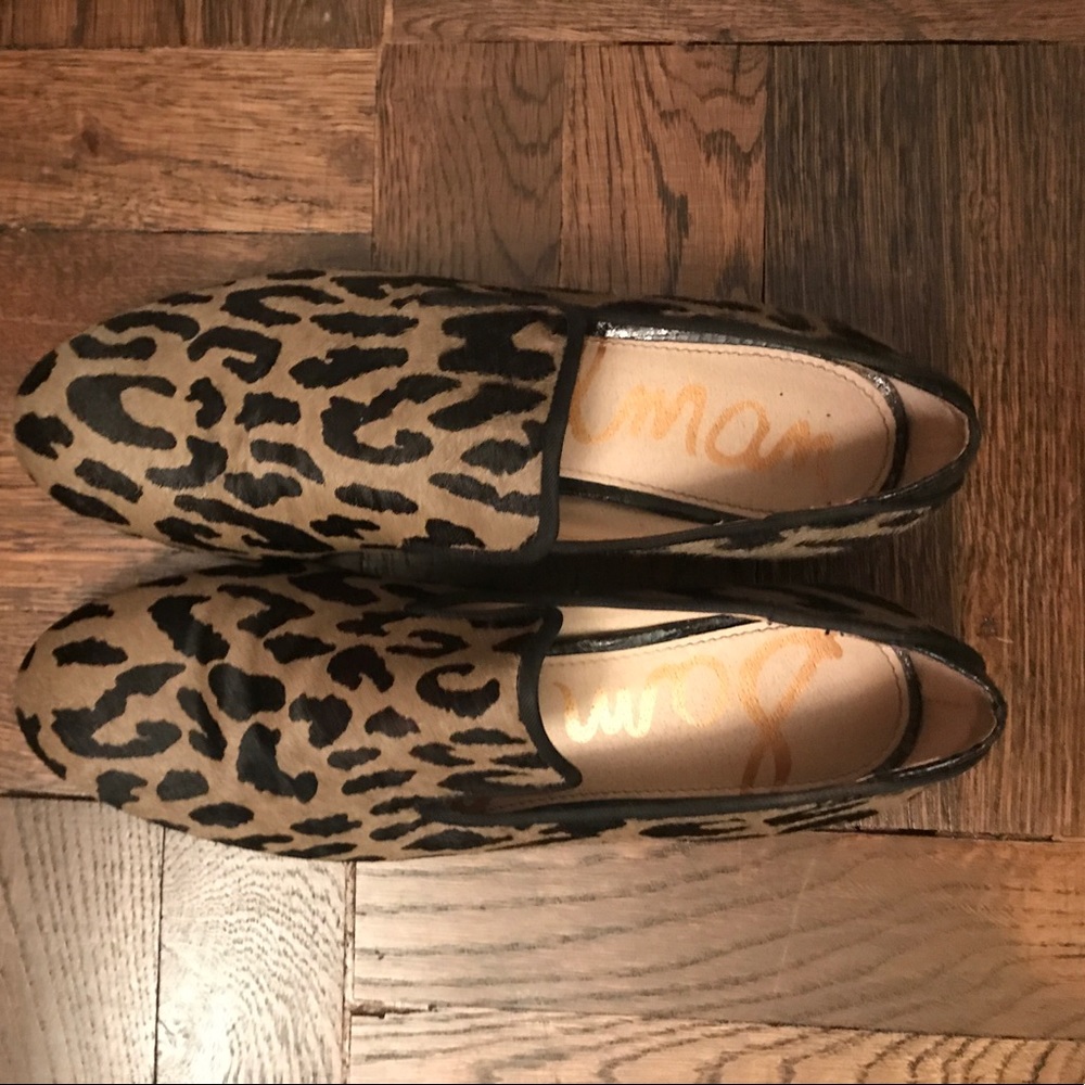 Sam Edelman rare olive leopard loafers size 6.5