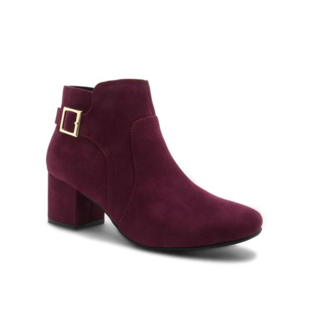Wine block heel buckle bootie - Picture 4 of 7