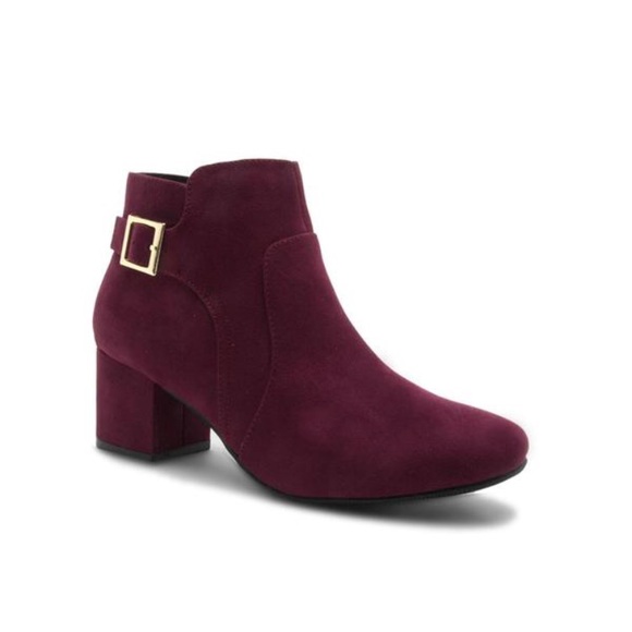 Wine block heel buckle bootie - Picture 4 of 7