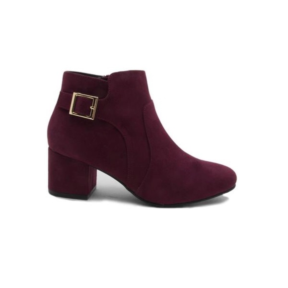 Wine block heel buckle bootie - Picture 7 of 7