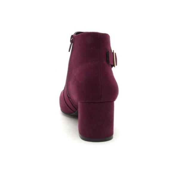 Wine block heel buckle bootie - Picture 5 of 7