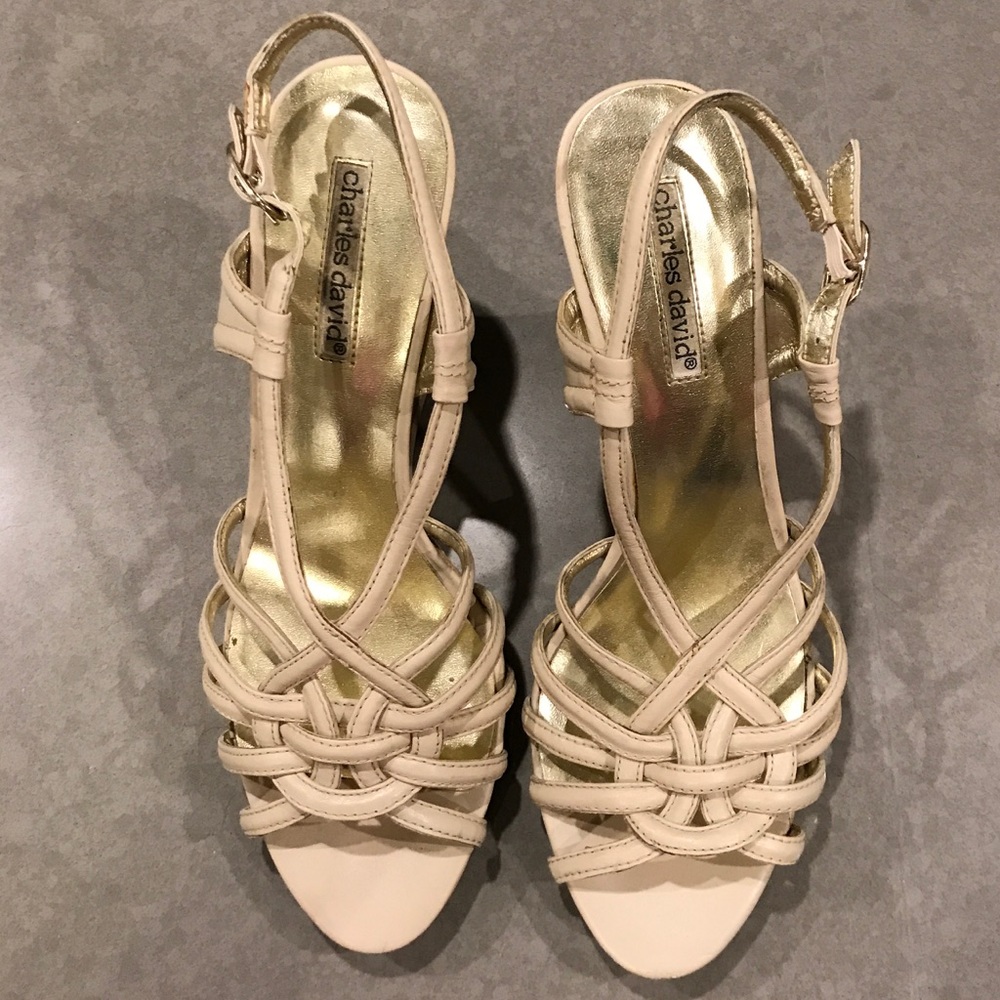 Charles David Nude Wedge Sandal