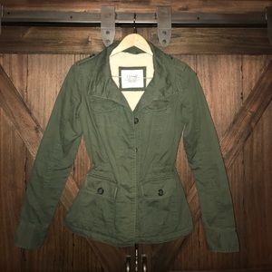 Faux-Fleece Lined, Army Green Cargo Jacket