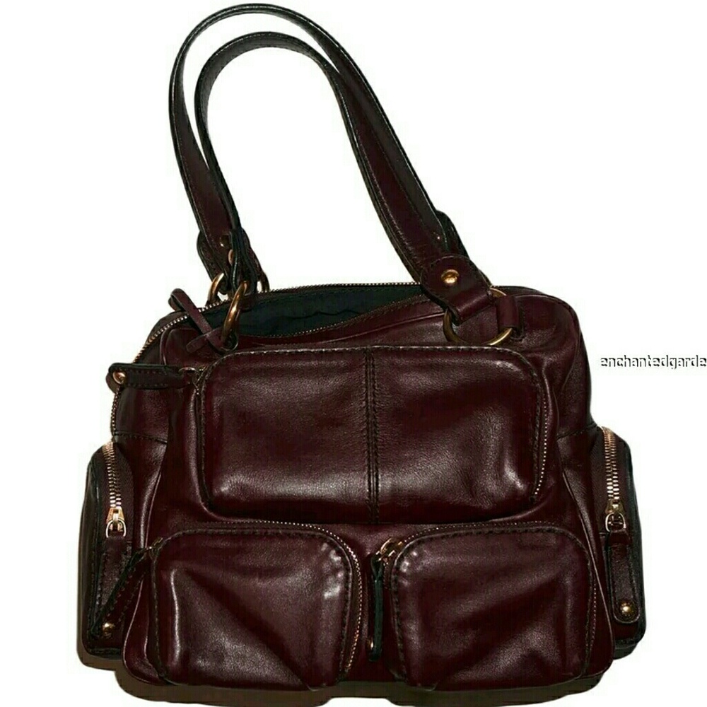 Tod's T-Bag Burgandy Leather Media Tote