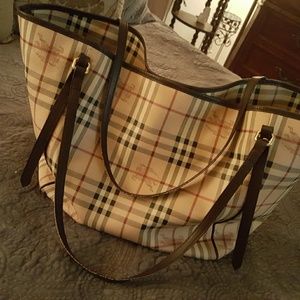 Authentic Burberry Haymarket Large Tote