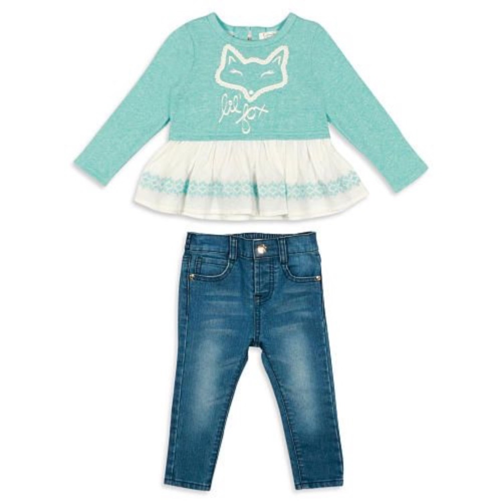 "Lil Fox" jeans and sweatshirt