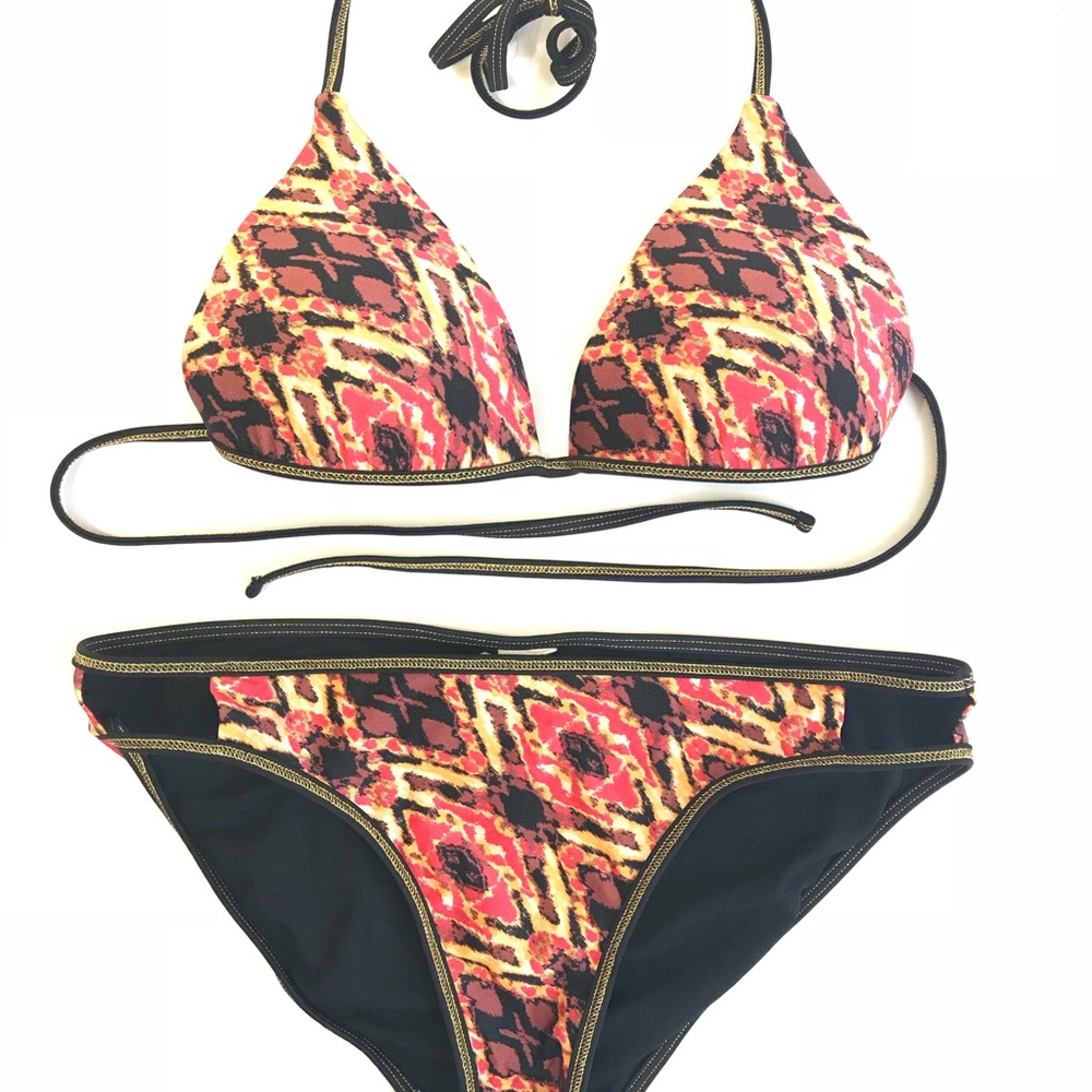 Xhilaration Red Black Pattern Bikini Two Piece
